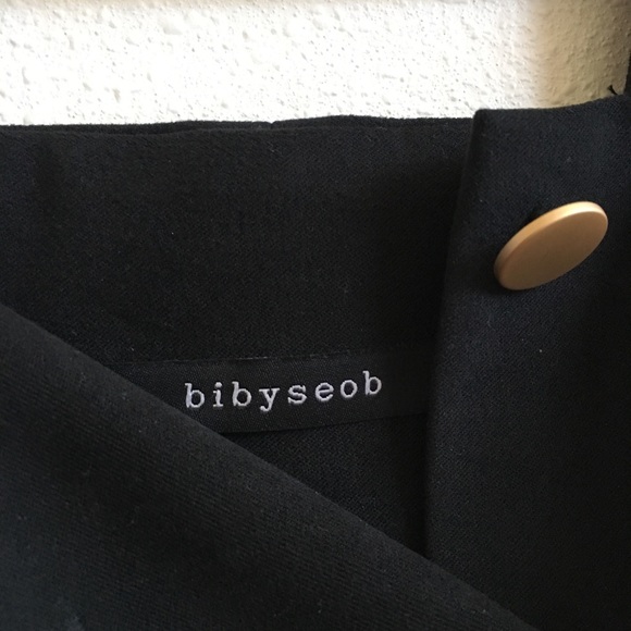 Black Mini Dress with Gold Buttons - Picture 3 of 4